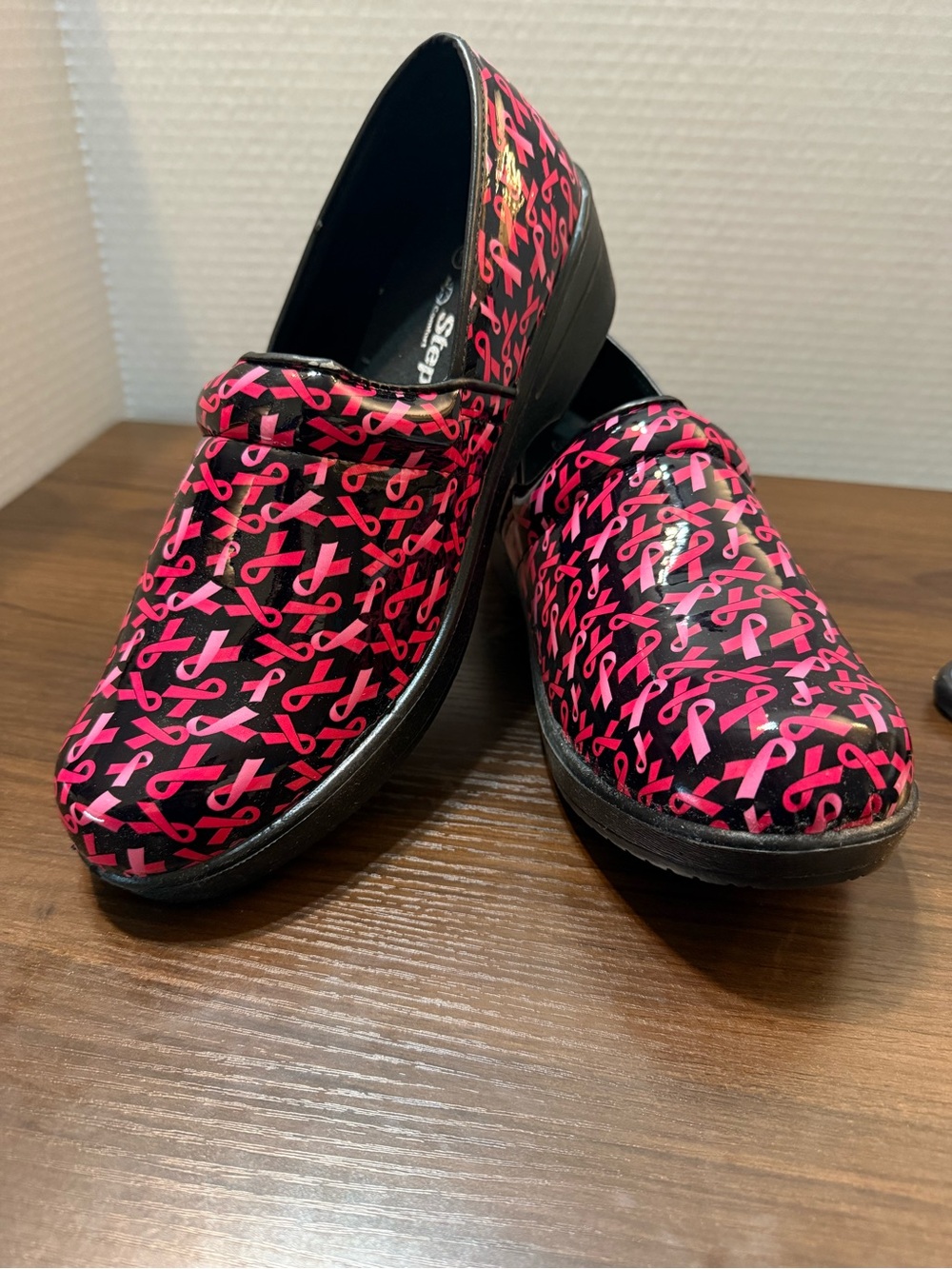 Skechers Pink Ribbon Pattern Slip-On Clogs for Women